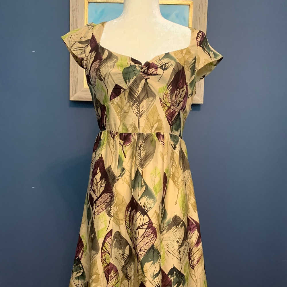 Anthropologie Fall silk dress sz 2 *like new